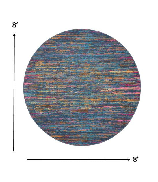 6' Blue And Orange Abstract Power Loom Runner Rug