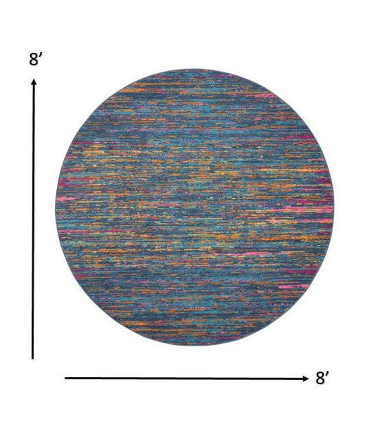 6' Blue And Orange Abstract Power Loom Runner Rug