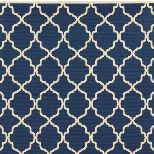 Blue and Ivory Indoor Outdoor Area Rug
