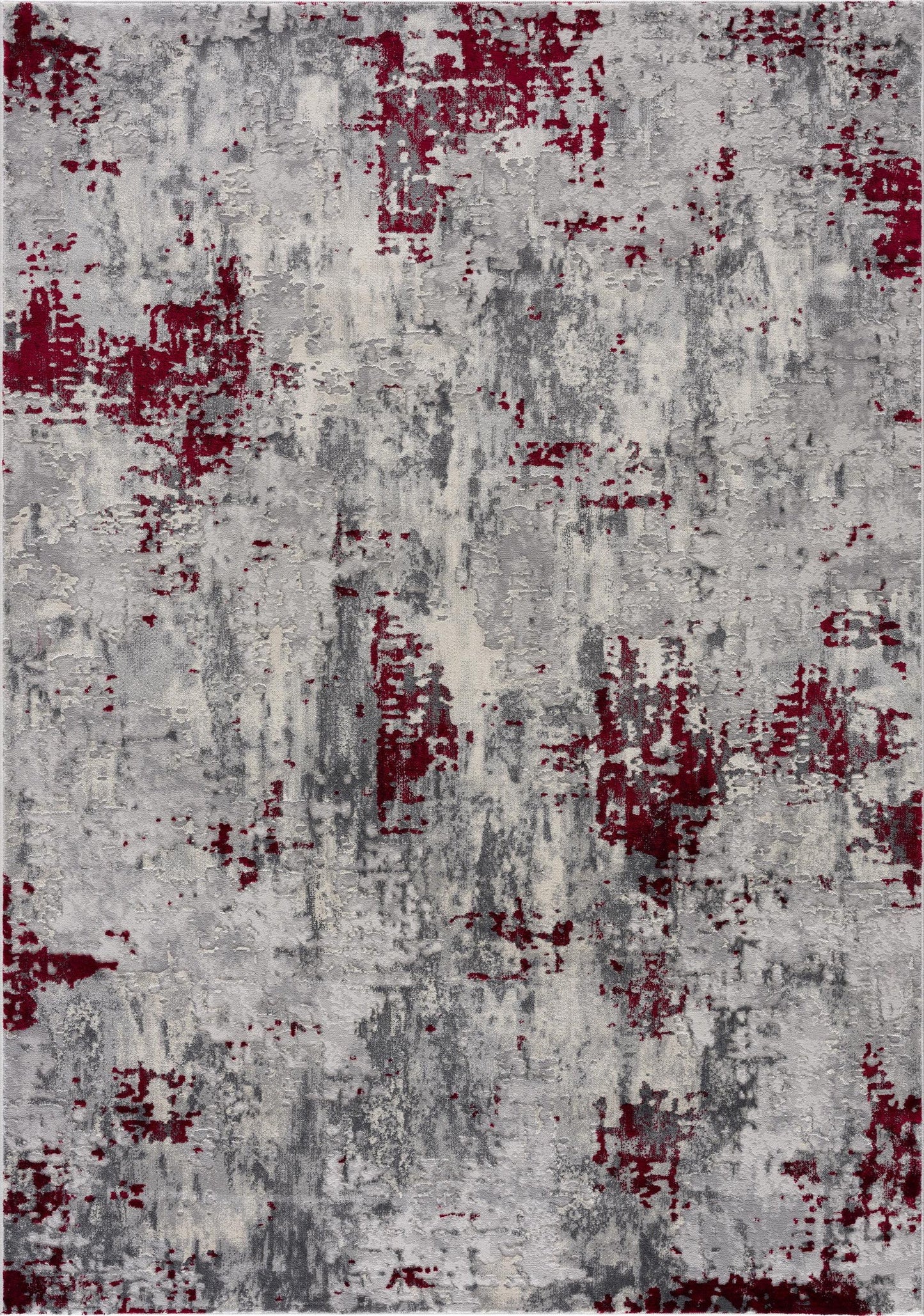 9’ x 13’ Red and Gray Modern Abstract Area Rug