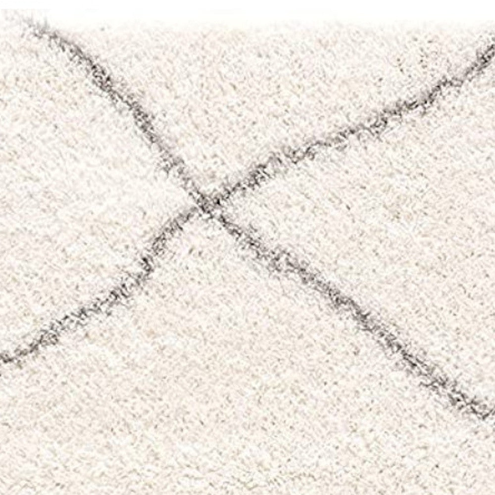 3’ X 5’ Ivory Modern Uneven Lattice Area Rug