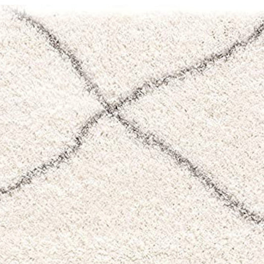 3’ X 5’ Ivory Modern Uneven Lattice Area Rug
