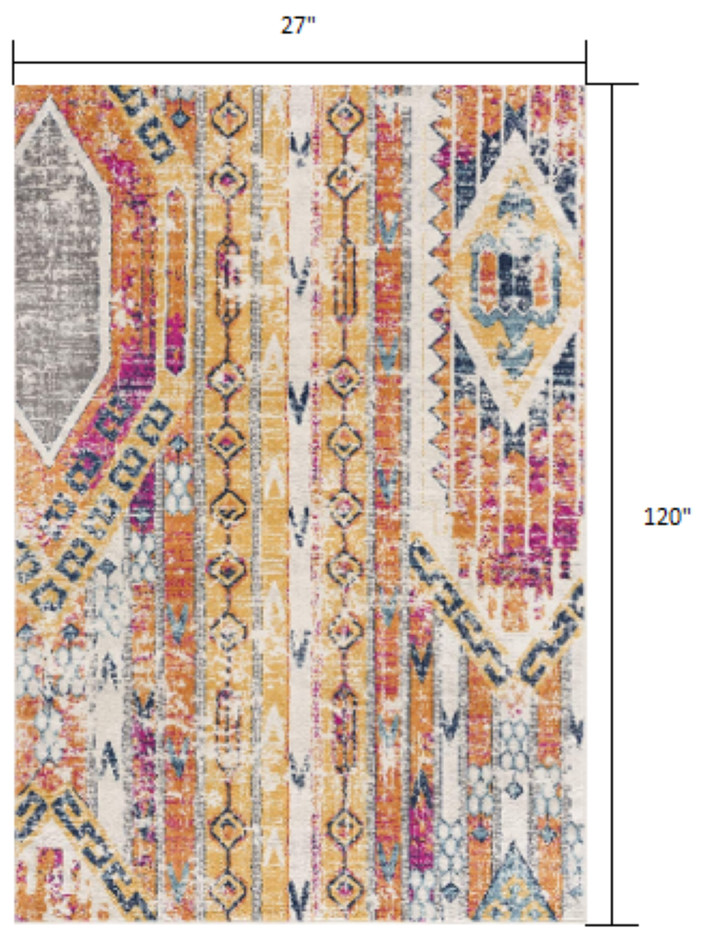 4' x 6' Orange and Ivory Southwestern Dhurrie Area Rug