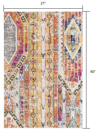 4' x 6' Orange and Ivory Southwestern Dhurrie Area Rug