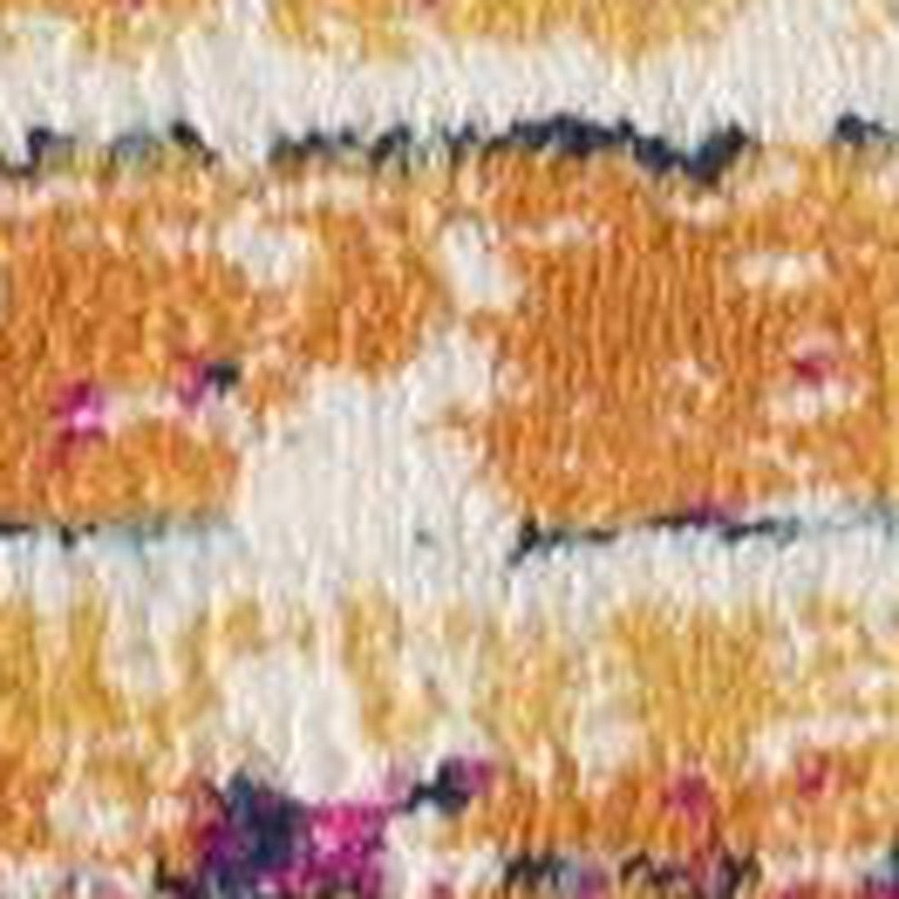 4' x 6' Orange and Ivory Southwestern Dhurrie Area Rug