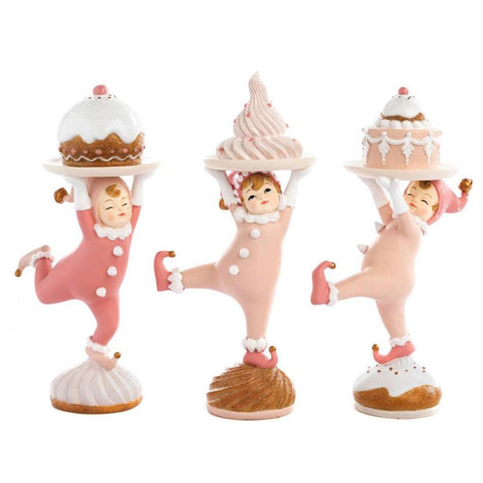 Candy Pixie With Cake Tray Two-tone Pink 21.5cm, Set Of 3