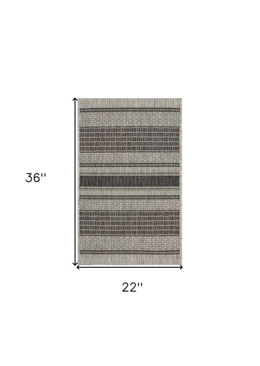 5' X 8' Gray And Black Indoor Outdoor Area Rug