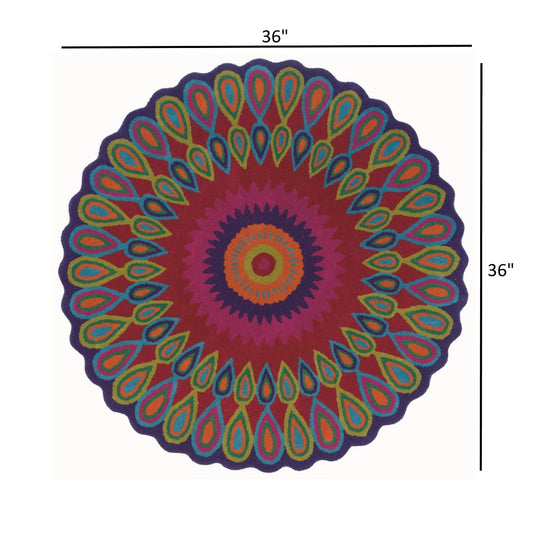 8' Pink Round Wool Hand Tufted Area Rug