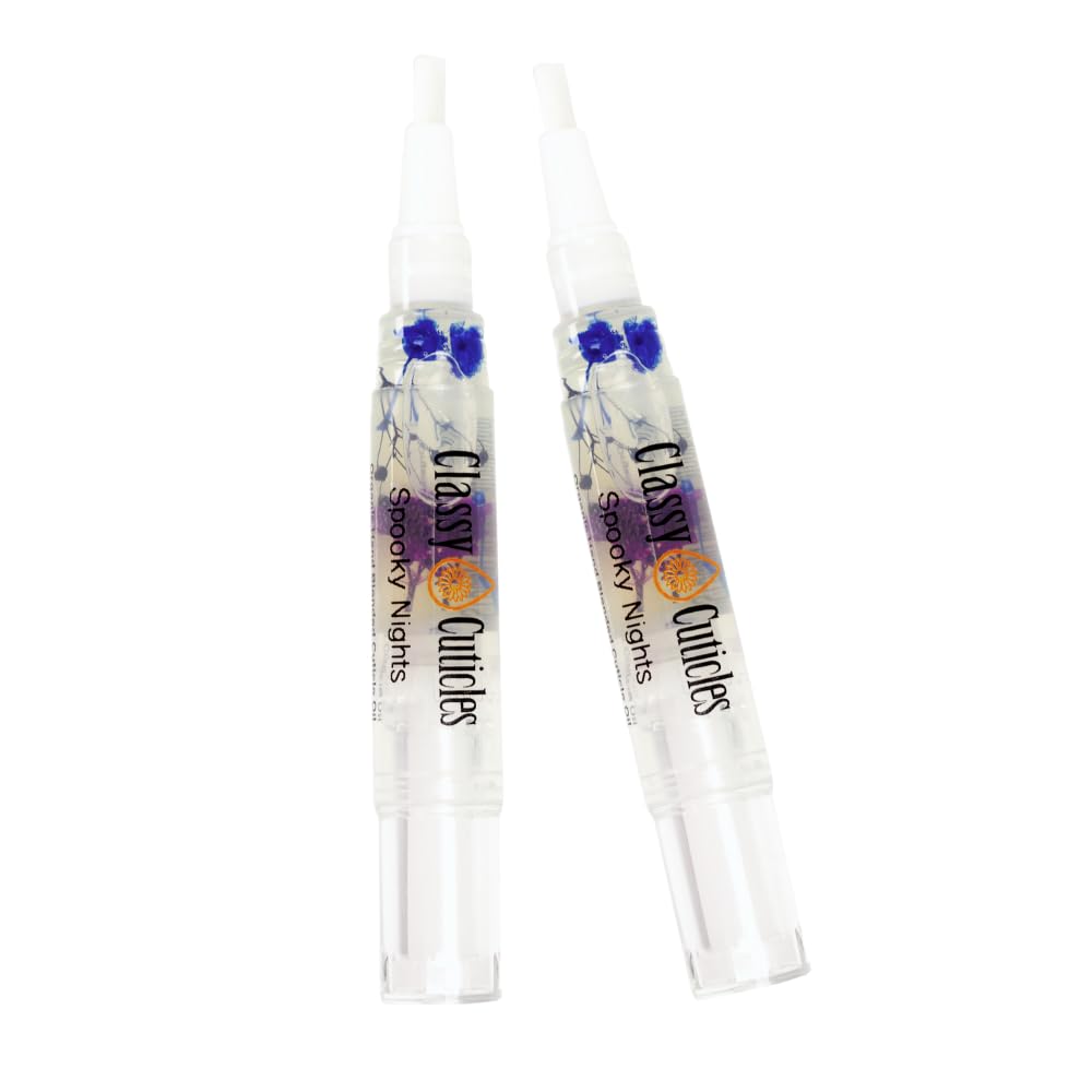 Classy Cuticles | Hand Blended Cuticle Oil | Vegan, Cruelty-Free, & Hydrating | Vitamin E, Jojoba, and Argan Oil | 5 mL Brush Pen | Spooky Nights Scent | Pack of 2