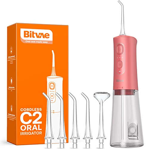 Bitvae Water flosser for Teeth, Portable and Powerful Water Teeth Cleaner Picks, IPX7 Waterproof Water Flosser, 3 Modes 6 Jet Tips, USB Cordless Water Dental Picks for Cleaning