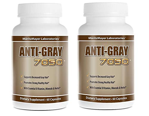 Anti-Gray Hair 7050 Helps Restore Natural Hair Color 60 Capsules Per Bottle (2 Bottles)