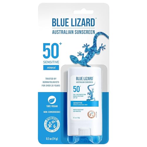 Blue Lizard Spf#50+ Sensitive Stick Australian Sunscreen 0.5 Ounce (Pack of 3)