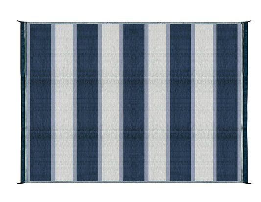 6' x 9' RV Outdoor Mat Reversible Mildew Resistant, Blue Stripe