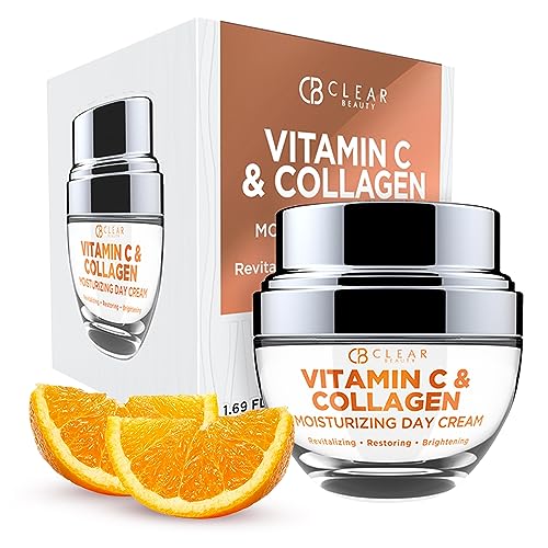 Clear Beauty Vitamin C and Collagen Daily Face Moisturizer - Restore & Brighten Skin Tone, Moisturizing, Firming & Anti-aging Cream - Cruelty Free Korean Skin Care For All Skin Types