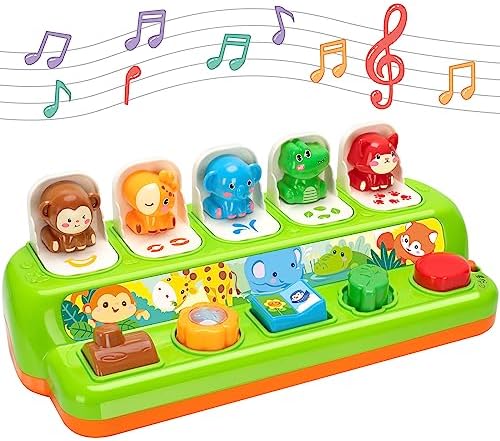 Duchong Pop Up Toys for 1 Year Old &12-18 Months Baby, Early Developmental Toys with Music & Sound, Interactive Sensory Toy for Toddlers, Boys & Girls
