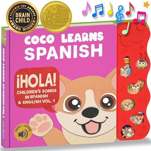Coco Learns Spanish Vol. 1 | Musical Spanish Book & Bilingual Toy for Toddlers & Babies; Libros en Español para Niños; Spanish Baby Book & Children’s Book; Learn Spanish for Kids, Niñas, Niños, Bebes