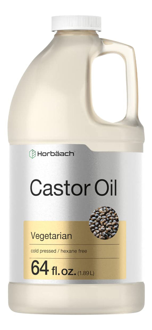Castor Oil 64oz | for Hair Health, Eyelashes & Eyebrows | Hexane Free & Cold Pressed | Vegetarian, Non-GMO | By Horbaach