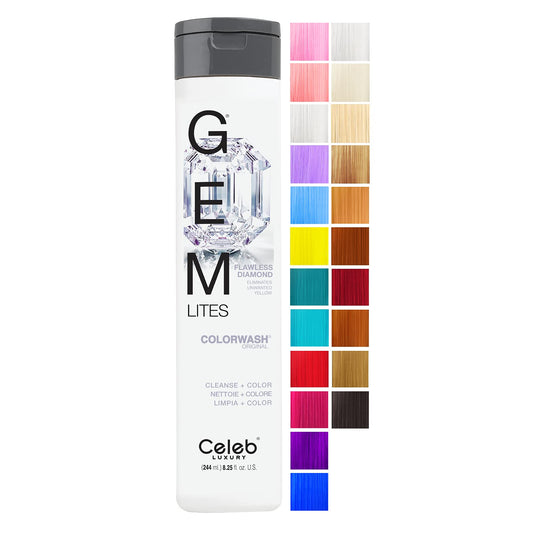 Celeb Luxury Gem Lites Colorwash, Professional Semi-Permanent Hair Color Depositing Shampoo, Flawless Diamond, 8.25 Fl Oz (Pack of 1)