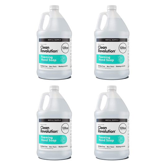 Clean Revolution Foaming Hand Soap Refill Supply Container, Ready to Use Formula, Gluten Free, Spring Air Fragrance, 128 Fl. Oz, 4 Pack