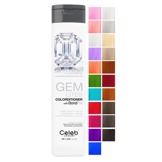 Celeb Luxury Intense Color Depositing Colorconditioner Conditioner + BondFix Bond Rebuilder, Vegan, Sustainably Sourced Plant-Based, Semi-Permanent, Viral and Gem Lites Colorconditioners