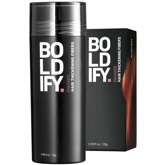 BOLDIFY Hair Fibers (28g) Fill In Fine and Thinning Hair for an Instantly Thicker & Fuller Look - Best Value & Superior Formula -14 Shades for Women & Men - AUBURN