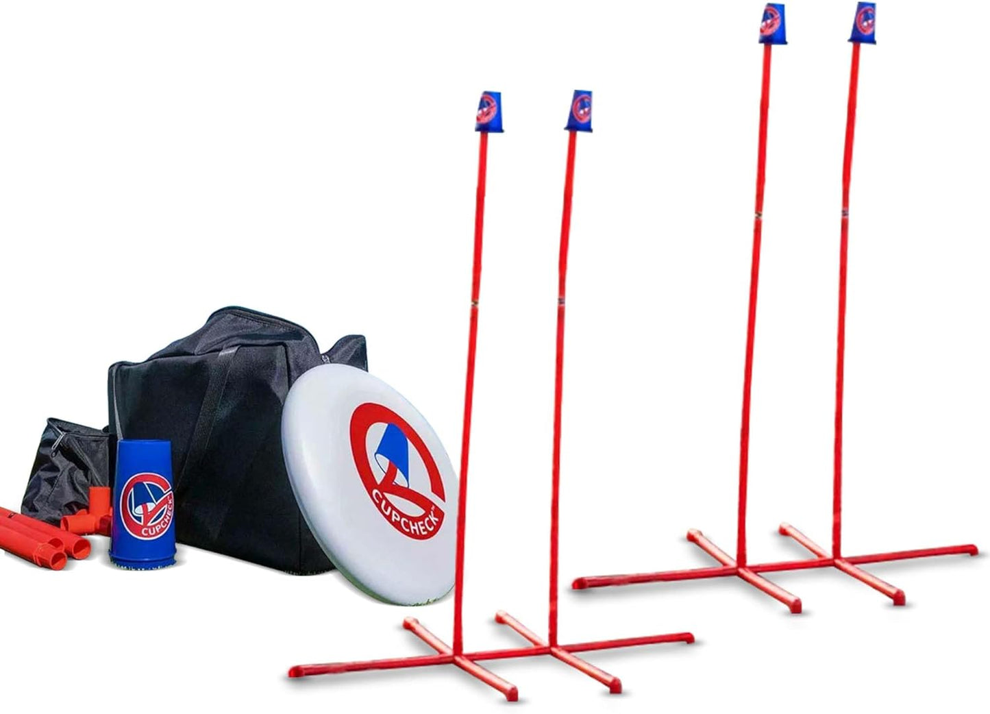 Cupbash Outdoor Flying Disc Game Set - Fun Beersbee Disc Toss for Family, Adults & Kids. Perfect for Lawn, Backyard, Snow & Hiking. Frisbee Ultimate Disc Golf Yard Game with Poles & Cups