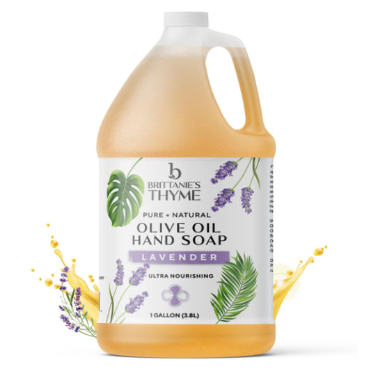 Brittanie's Thyme Organic Olive Oil Castile Liquid Soap Refill, 1 Gallon Lavender | Made with Natural Luxurious Oils, Vegan & Gluten Free Non-GMO, For Face, Body, Dishes, Pets & Laundry