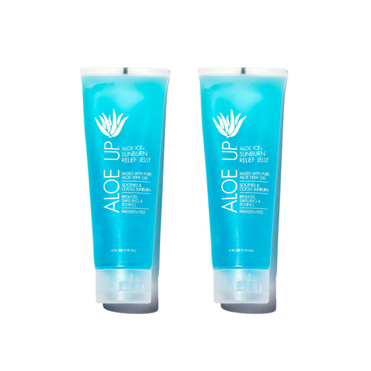 ALOE UP Aloe Ice Sunburn Relief Jelly - Face and Body Organic After Sun Gel - With 96.6% Pure Aloe Vera Gel and 2% Anesthetic Lidocaine - Reef Safe - Alcohol- and Fragrance-Free - 4 Oz - 2 pack