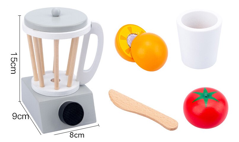 Wooden Pretend Play Set Toaster Bread Maker Coffee Machine Bender Mixer Wood Kitchen Items  Accessories Toy Kids Toys for Girls