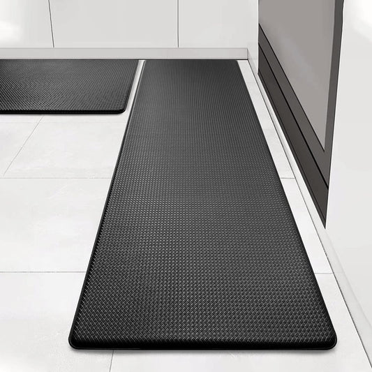 Artnice Kitchen Mats Anti Fatigue 2 Pieces 0.4 Inch,Stylish Black Kitchen Mats for Floor,Memory Foam Comfort Mat for Kitchen Floor,Waterproof Anti Fatigue Mats for Kitchen Floor,Office,Sink,Laundry