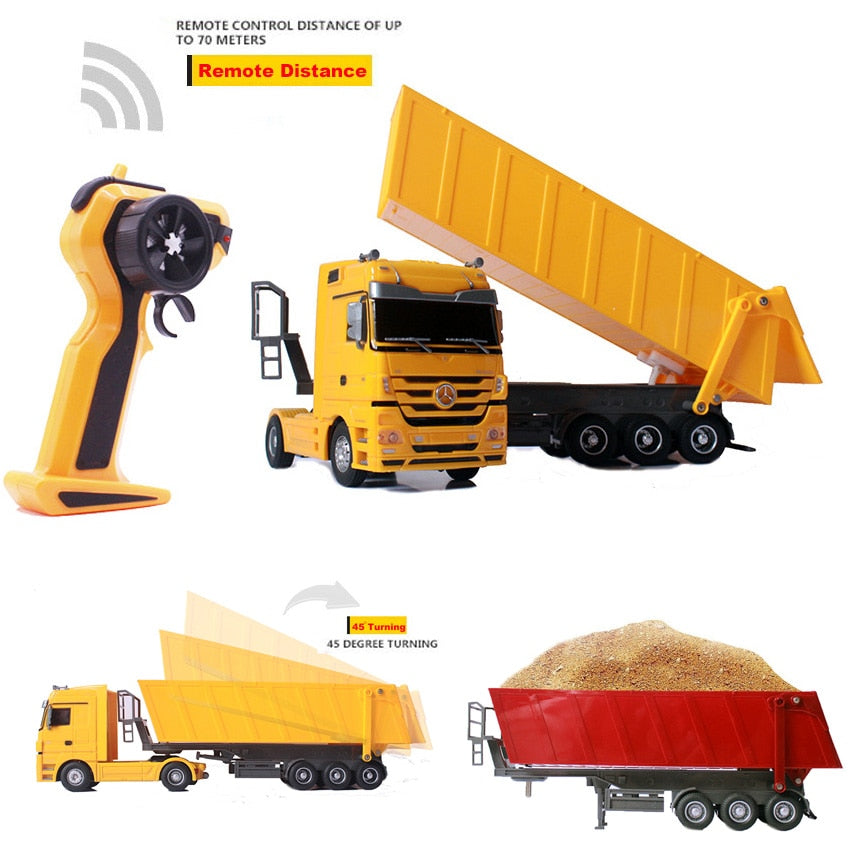 BIG RC Toy 2.4GHZ Dumper Tilting Cart Remote Control Tip Lorry Auto Lift Engineering Container Car Vehicle Toys