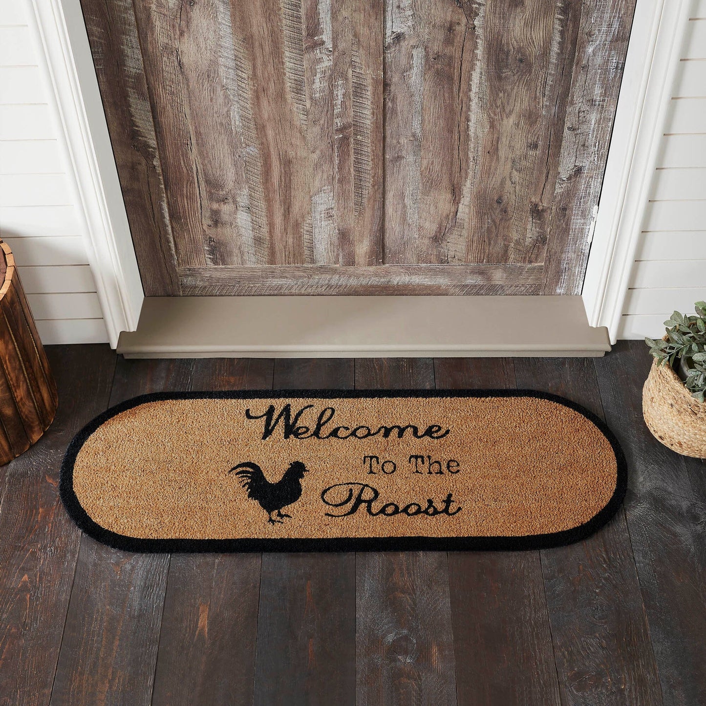 Down Home Welcome to the Roost Coir Oval Rug 17x48"