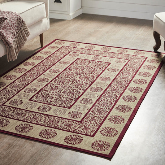 Custom House Burgundy Indoor/Outdoor Rectangle Rug 4x6'