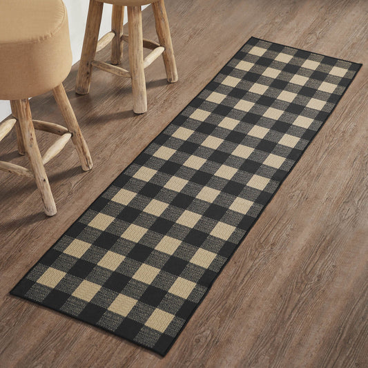 Black Check Indoor/Outdoor Rectangle Rug 22x78" Runner