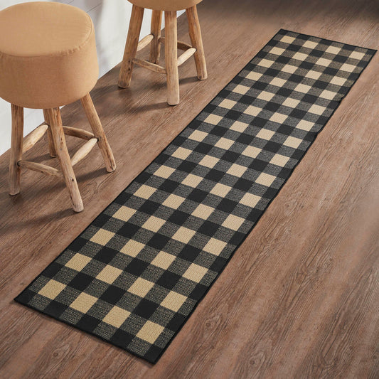 Black Check Indoor/Outdoor Rectangle Rug 22x96" Runner