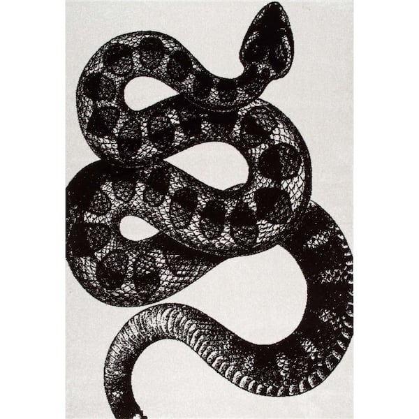 Area Rug Thomas Paul Serpent Black&White 5 ft. x 8 ft. No Backing