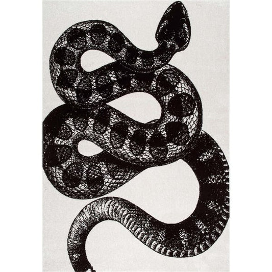 Area Rug Thomas Paul Serpent Black&White 5 ft. x 8 ft. No Backing