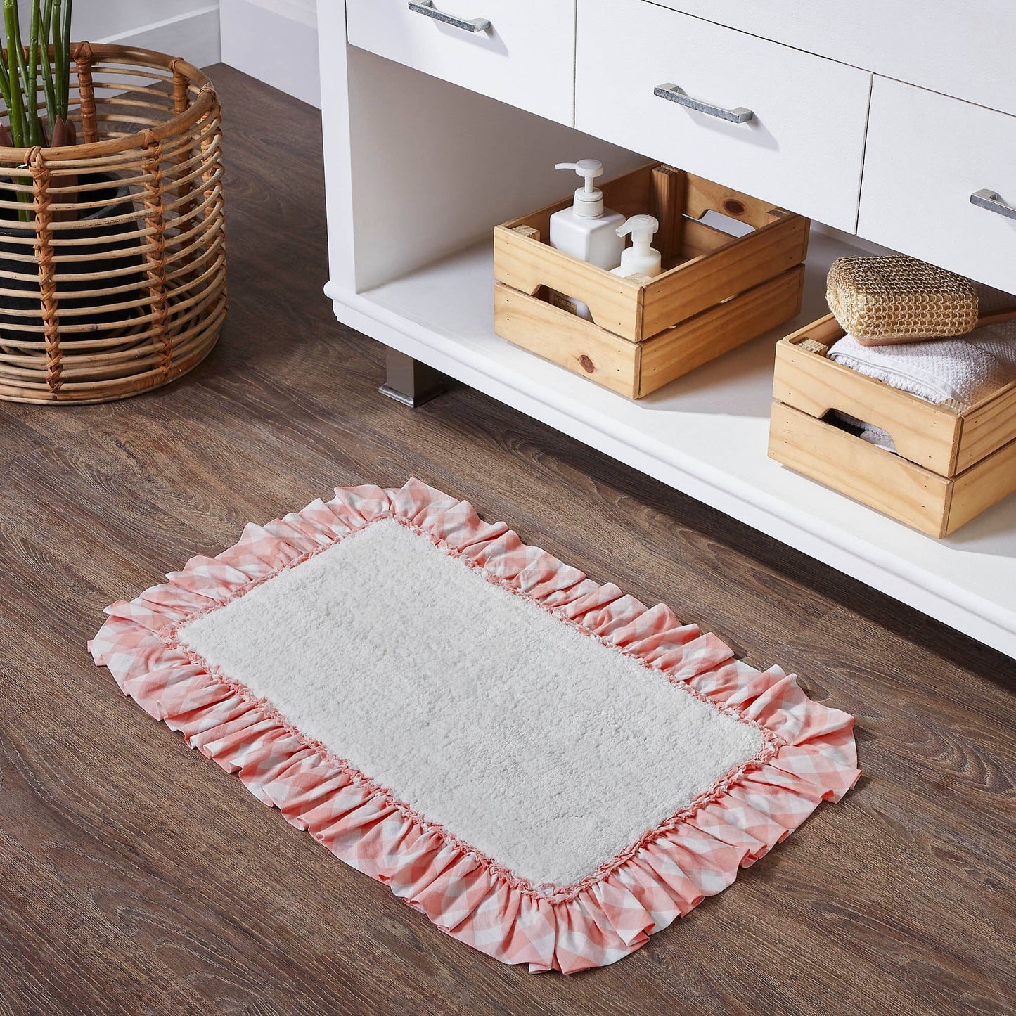 Annie Coral Buffalo Check Bathmat 20x30"