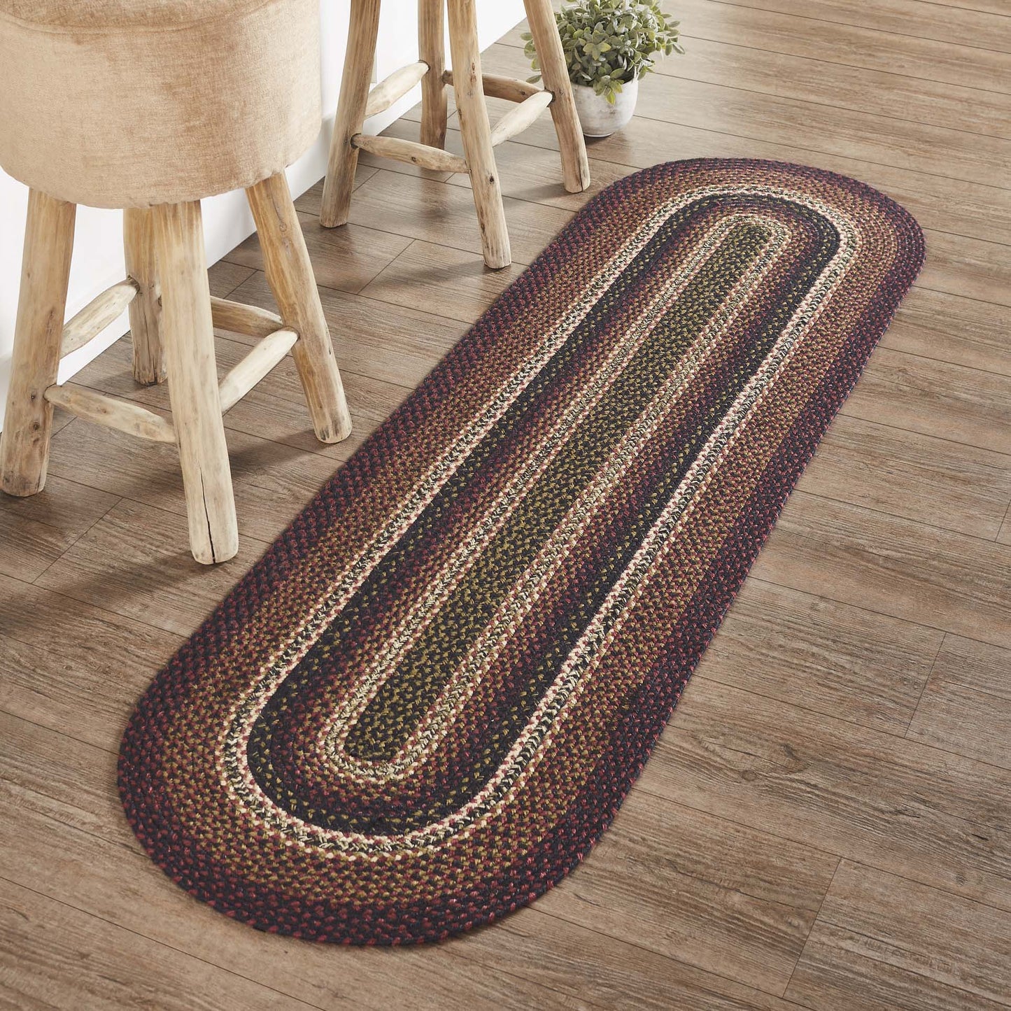 Beckham Oval Braided Rug 22x72" Runner - with Pad