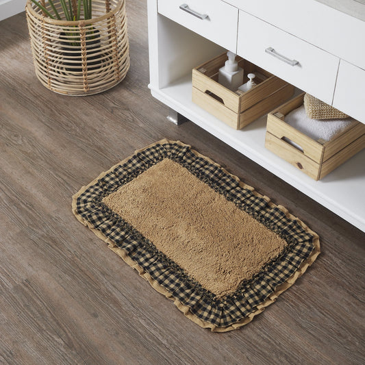 Burlap Natural with Black Check Bathmat 20x30"