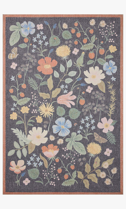 Rifle Paper Co x Loloi Cotswolds Rug - Strawberry Fields Black