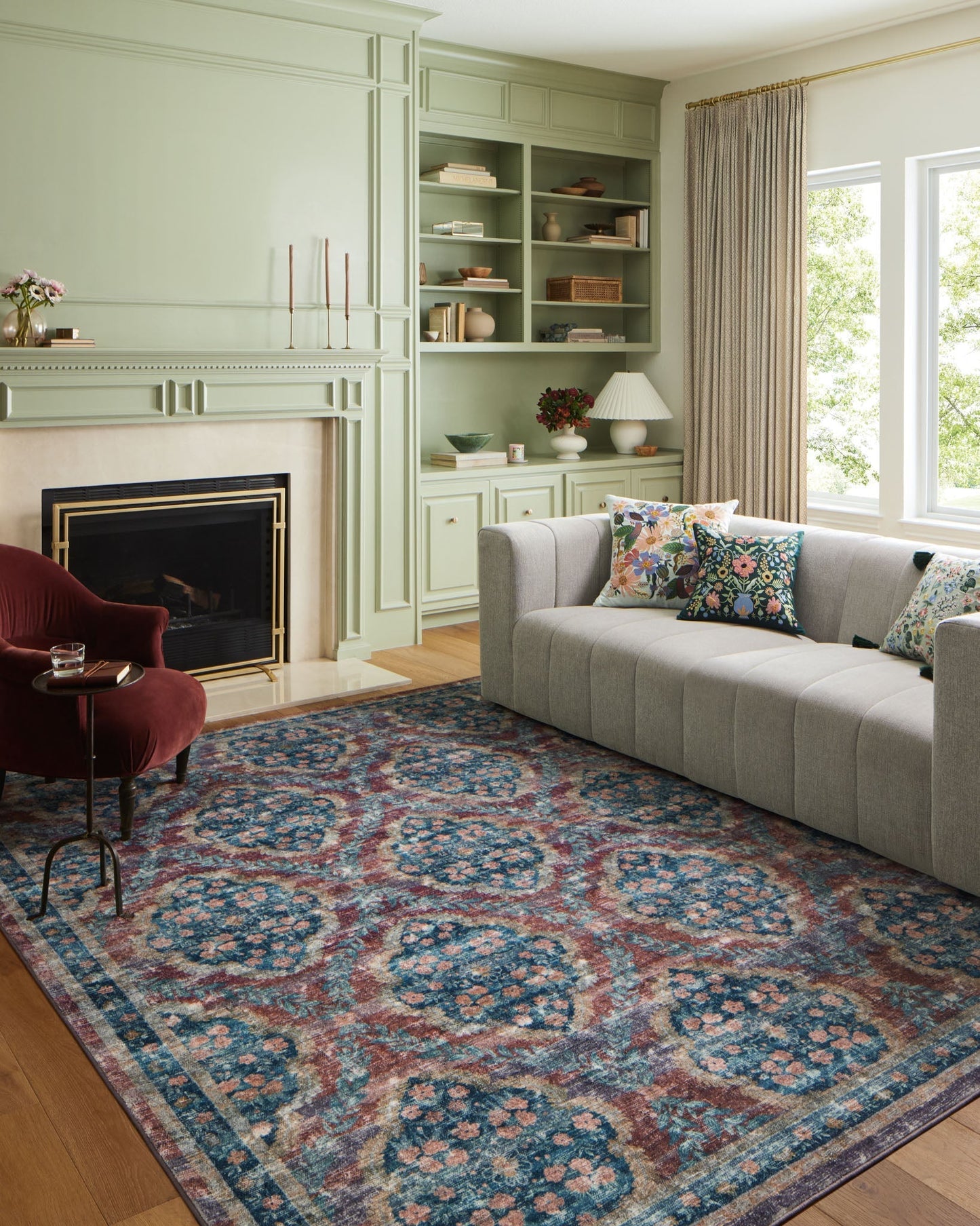 Rifle Paper Co x Loloi Courtyard Rug - Chateau Red