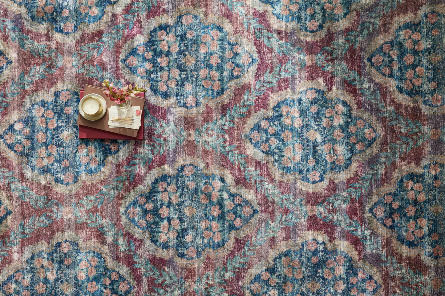 Rifle Paper Co x Loloi Courtyard Rug - Chateau Red