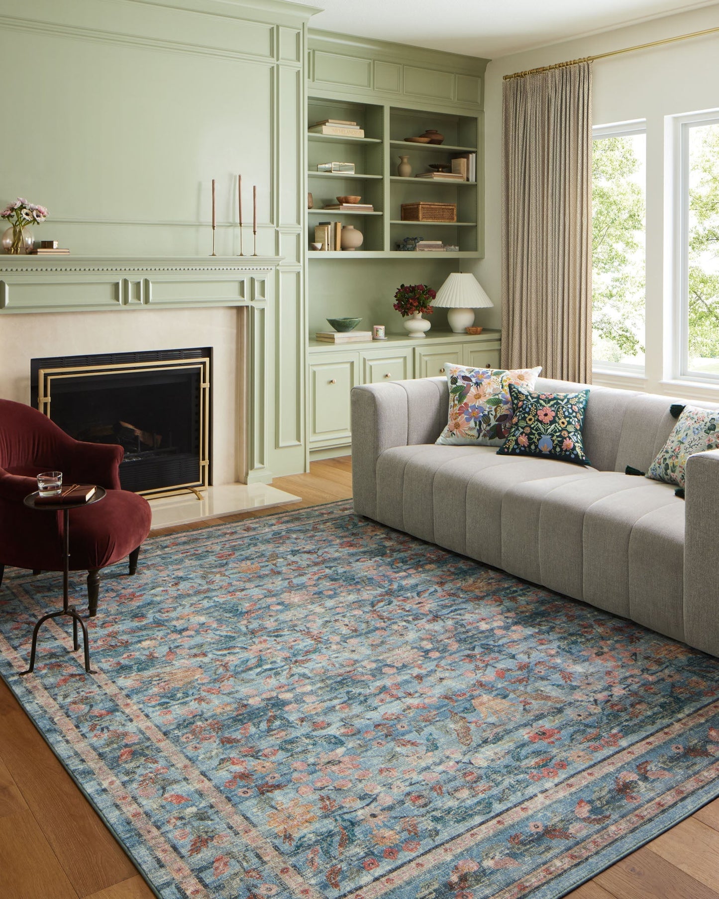 Rifle Paper Co x Loloi Courtyard Rug - Eve Blue