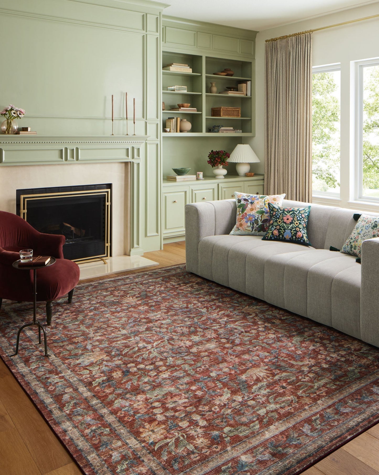 Rifle Paper Co x Loloi Courtyard Rug - Eve Crimson