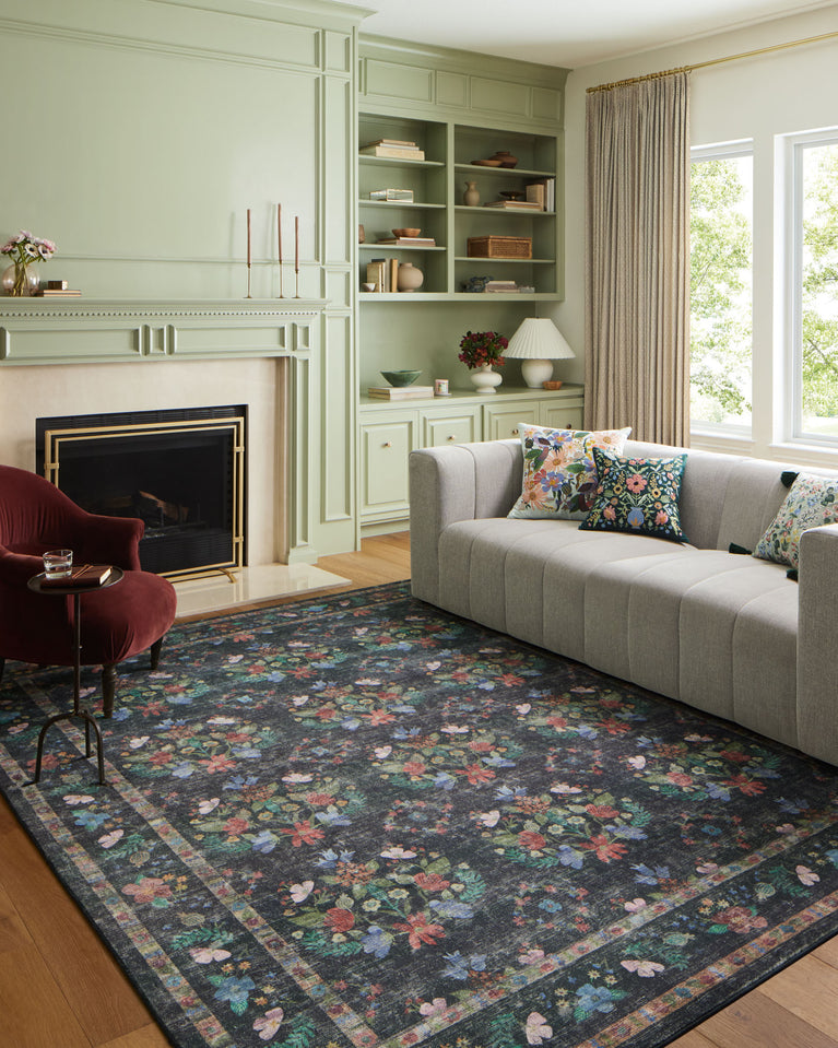 Rifle Paper Co x Loloi Courtyard Rug - Seville Charcoal