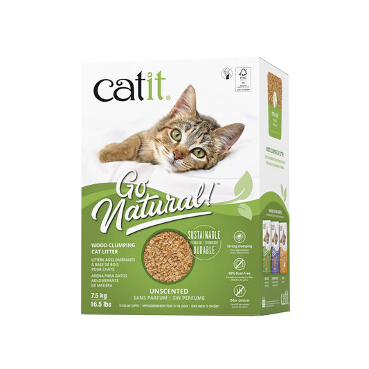 Catit Go Natural! Wood Clumping Cat Litter 7.5 kg (16.5 lbs) Box