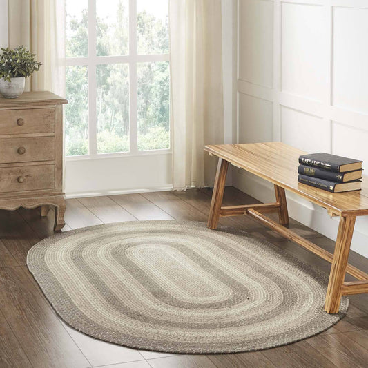 Cobblestone Oval Braided Rug 4x6' - with Pad