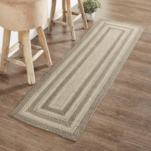 Cobblestone Rectangle Braided Rug 22x72" Runner - with Pad