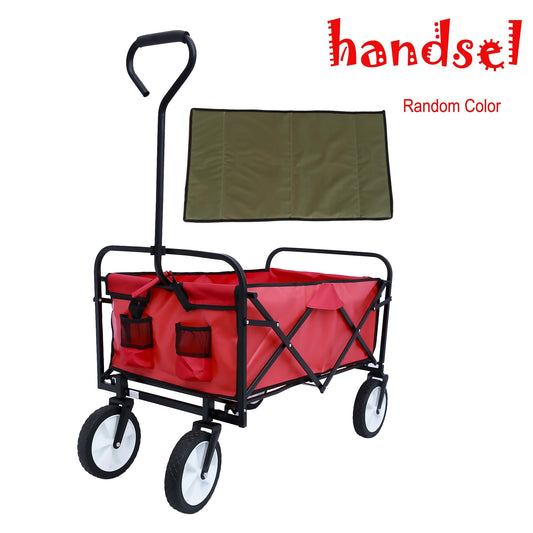 Collapsible Outdoor Utility Beach Cart, Portable Garden Shopping Utility Wagon with Adjustable Handles, Heavy Duty Folding Garden Portable Hand Cart for Beach, Sports, Shopping and Camping, B121